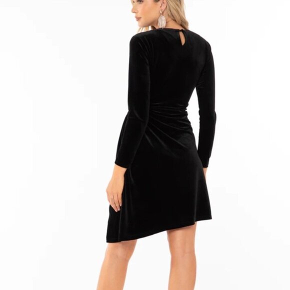 BISHOP + YOUNG Angelina Velvet Cutout Asymmetrical Long Sleeve Dress S Black NWT - Picture 4 of 8